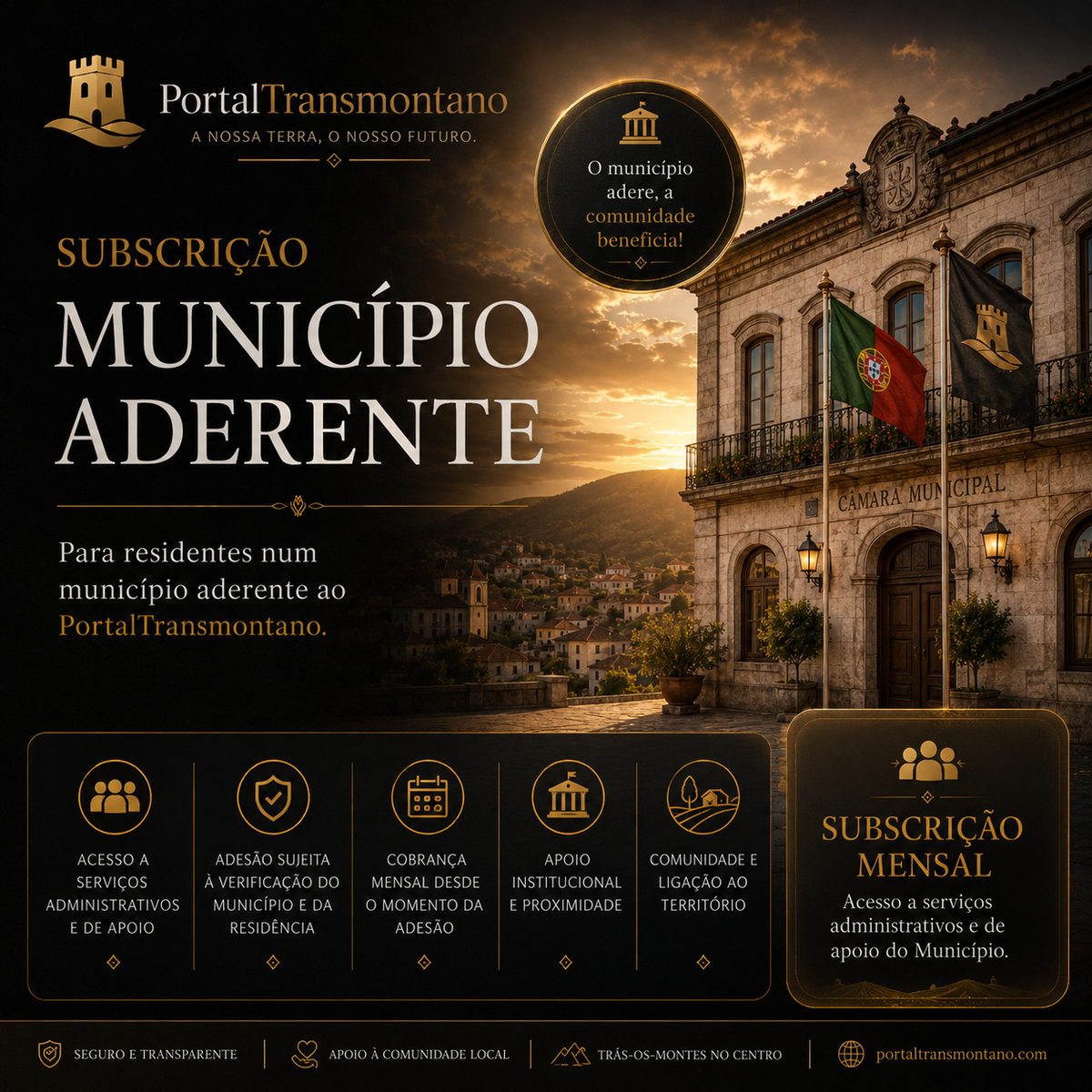 Subscrição PortalTransmontano — Município Aderente