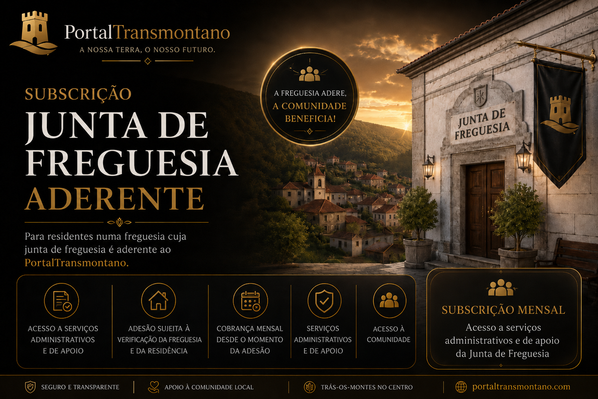 Subscrição PortalTransmontano — Junta de Freguesia Aderente